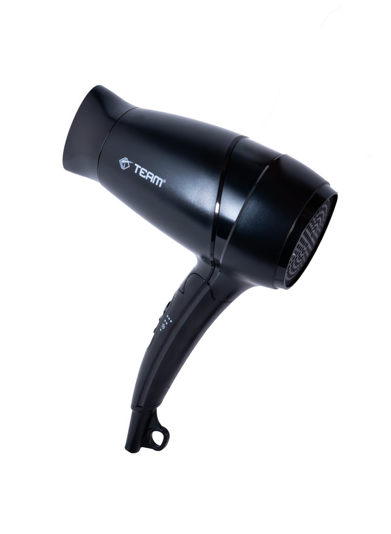 تيم Team Professional Hair Dryer 1400W | Powerful Lightweight Hair Blower with Concentrator Nozzle | 2-Speed Heat Settings | Compact Travel Hair Dryer for Fast Drying | 220–240V - Image 1